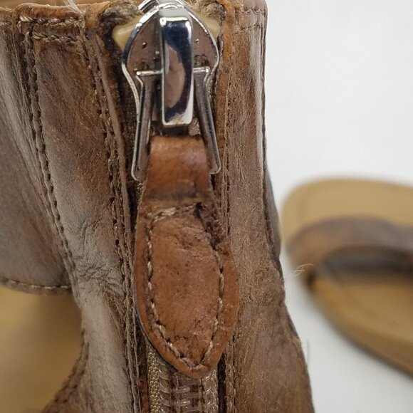 Franco Sarto Gelato Sandals Womens 6 Caramel Brown Leather Zipper Heel Gladiator - Picture 7 of 14